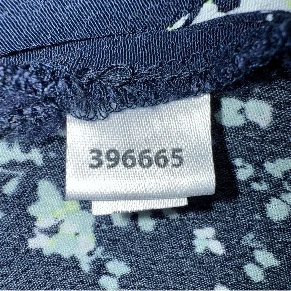 Ann Taylor Loft Floral Navy Dress Belted Sleeveless Small V-Neck - Picture 11 of 13